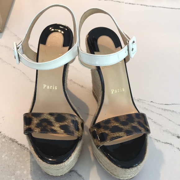 Christian Louboutin Shoes - Christian Louboutin Spachica Patent Leopard Wedges